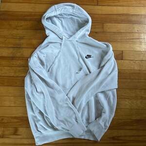 Vintage Nike White Hoodie with Black Swoosh - Size L